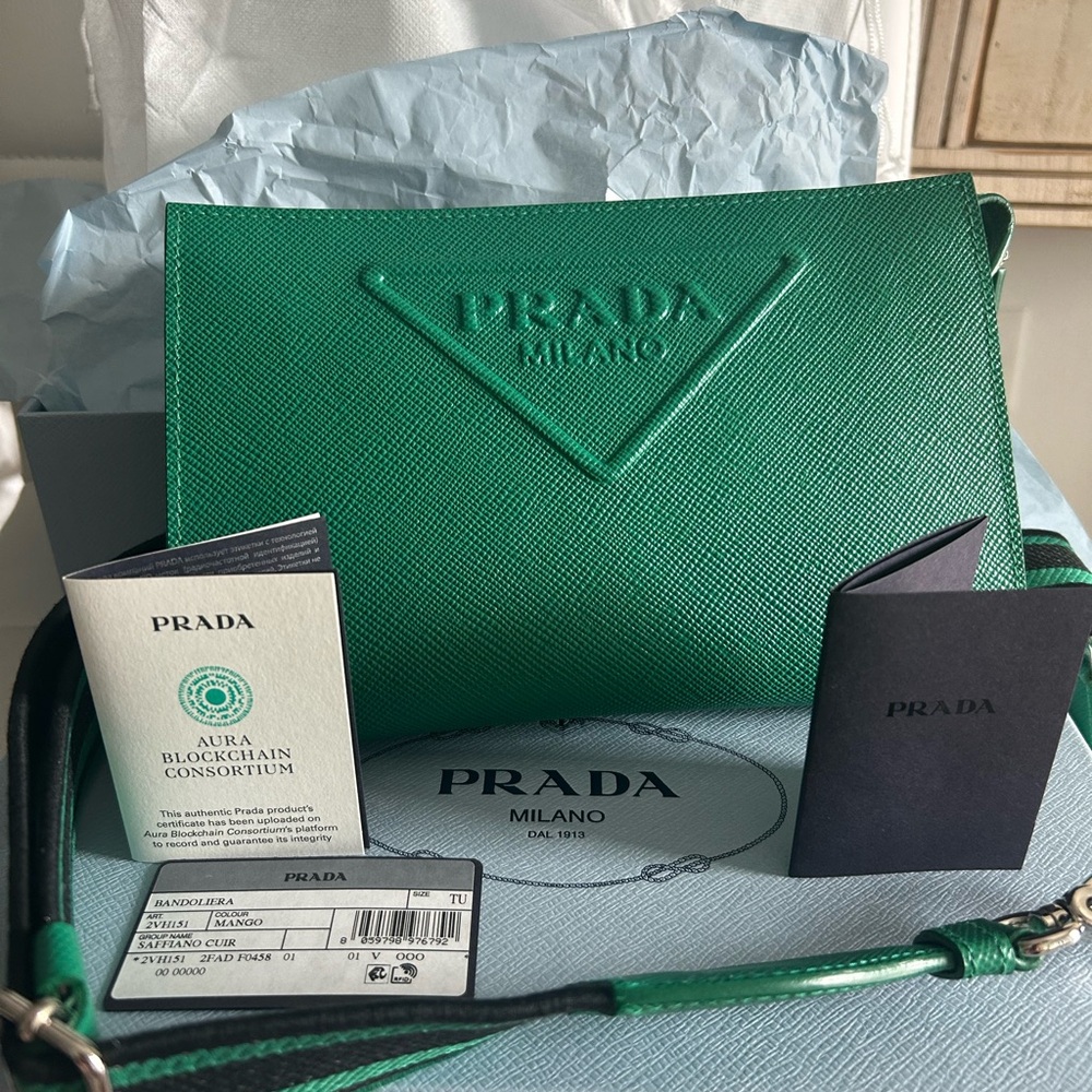 Prada Green Leather Crossbody Bag